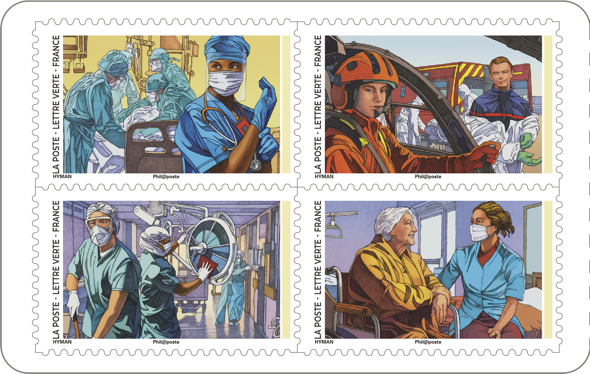 La Poste émet un carnet de timbres # tous engagés remerciant et